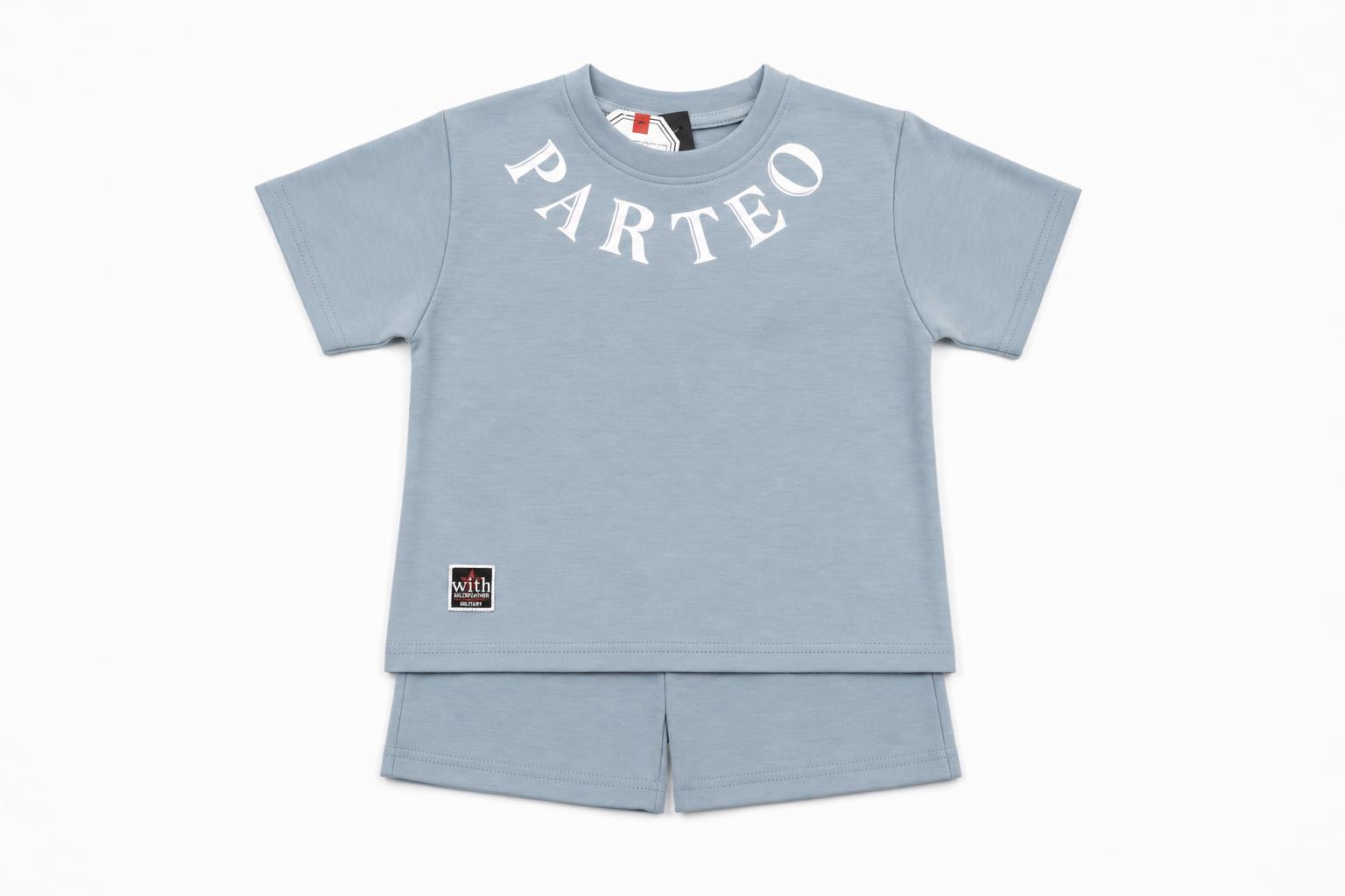 Light grey-blue kids' PARTEO T-shirt and shorts set
